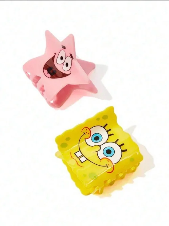 SpongeBob SquarePants Yellow Sponge & Pink Patrick Star Hair clips set of 2 - Picture 2 of 3